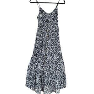 Hollister women’s Navy & White paisley Floral hi-low Maxi Sundress. Size medium